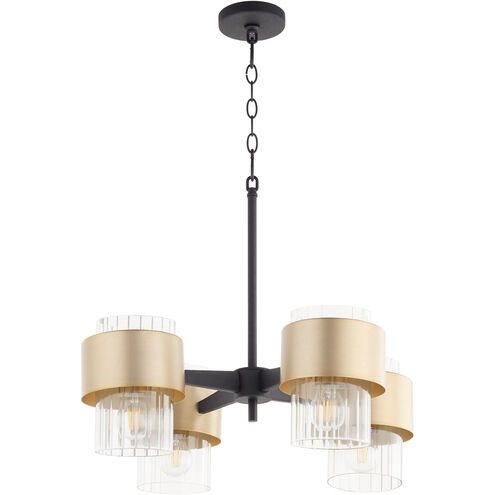 Epsilon 4 Light 25 inch Noir and Aged Brass Chandelier Ceiling Light