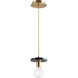Fort Worth 1 Light 5.88 inch Aged Brass and Black Marble Mini Pendant Ceiling Light
