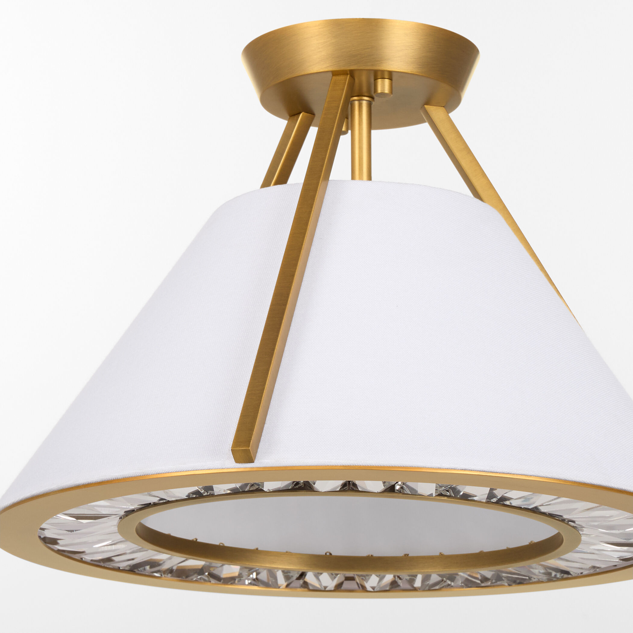 Gorham 3 Light 16 inch Brushed Brass Semi-Flush Mount Ceiling Light