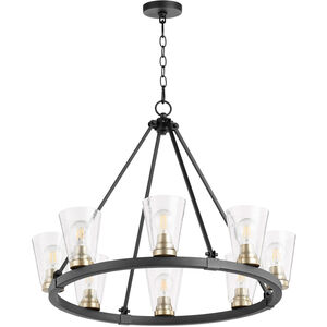 Paxton 8 Light 31 inch Noir and Aged Brass Chandelier Ceiling Light