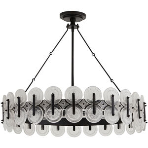 Rondelle 8 Light 31 inch Blackened Iron Chandelier Ceiling Light