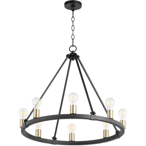 Paxton 8 Light 27 inch Noir and Aged Brass Chandelier Ceiling Light