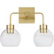 Lacy 2 Light 15 inch Aged Brass Vanity Light Wall Light
