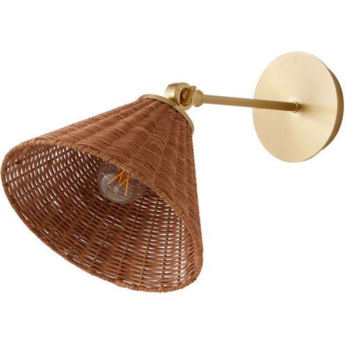Wicker Wall Mount Wall Light in Aged Brass