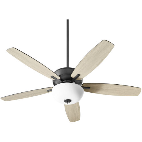 Breeze 52 inch Noir with Matte Black and Weathered Oak Blades Ceiling Fan, Quorum Home