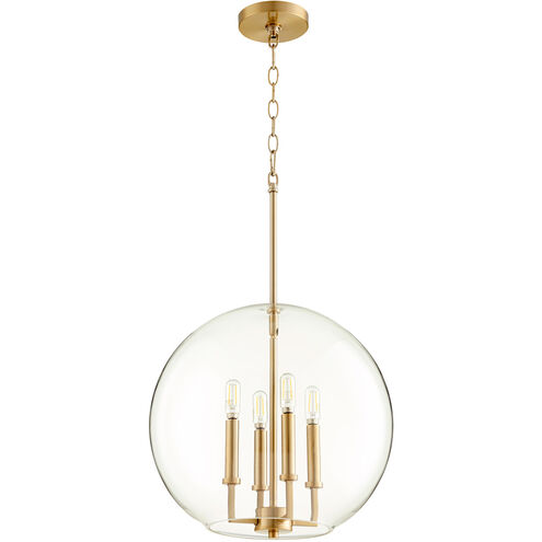 Globe Pendant 4 Light 16 inch Aged Brass Pendant Ceiling Light