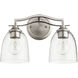 Jardin 2 Light 15 inch Satin Nickel Vanity Light Wall Light in Clear Seeded