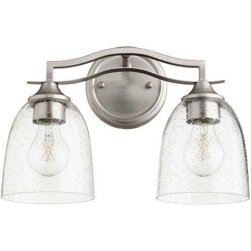 Jardin 2 Light 15 inch Satin Nickel Vanity Light Wall Light in Clear Seeded