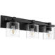 Fort Worth 3 Light 24 inch Noir Vanity Light Wall Light in Clear Seeded