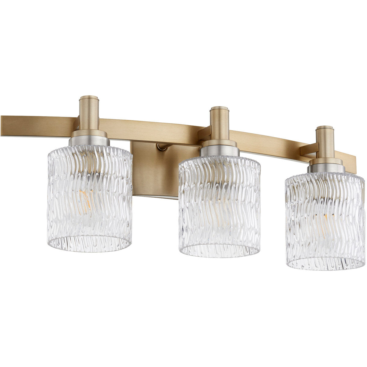Quorum Stadium 3 Light Vanity Aged Brass
