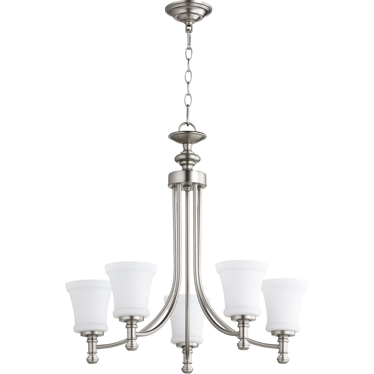 Rossington 5 Light 25 inch Satin Nickel Chandelier Ceiling Light in Satin Opal