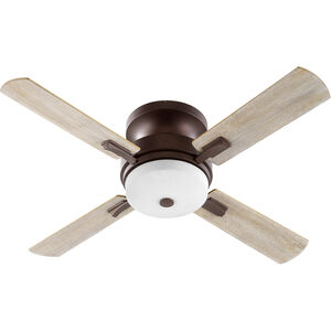 Davenport 52 inch Oiled Bronze with Reversible Walnut and Weathered Oak Blades Indoor Ceiling Fan, Satin Opal, Hugger