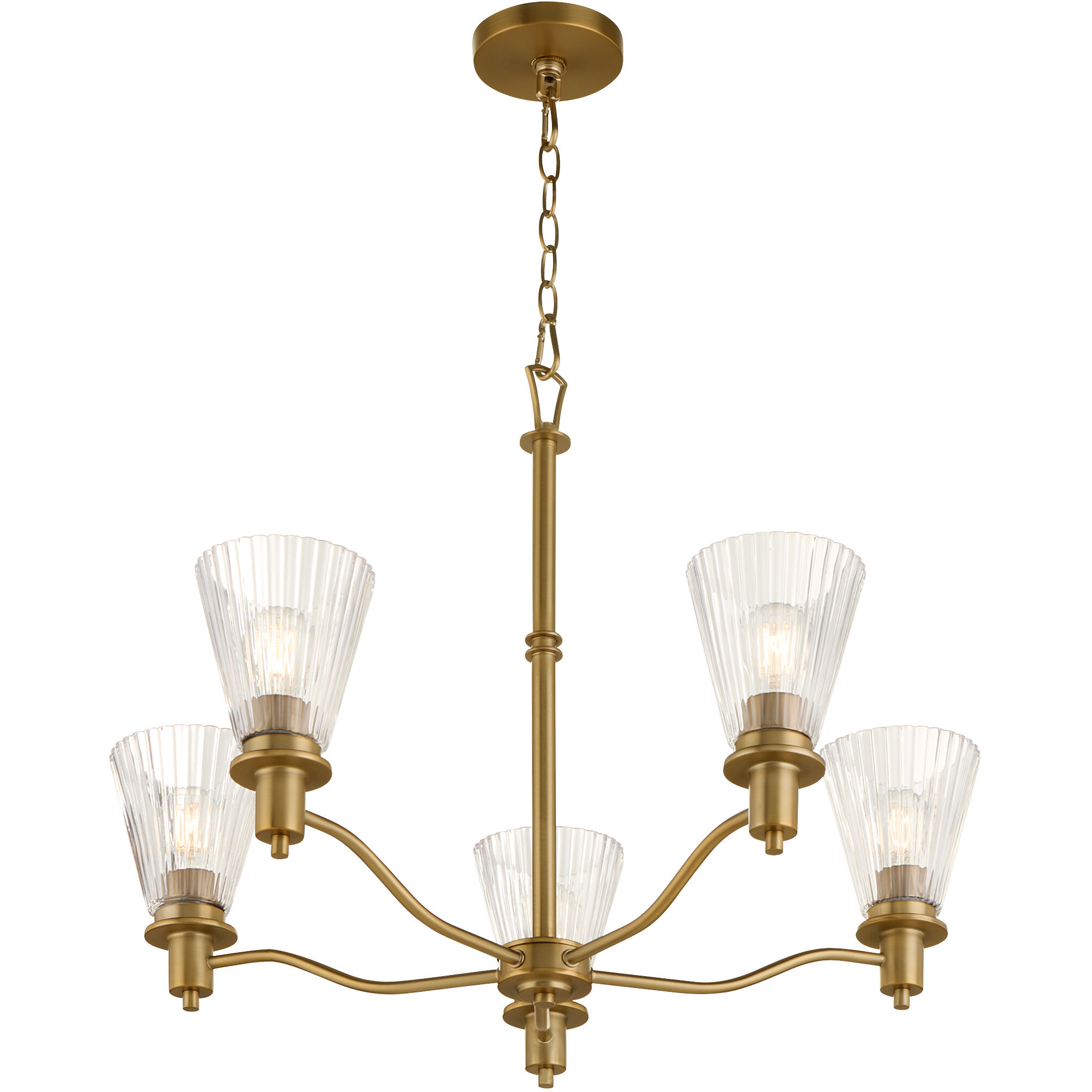 Lawton 5 Light 28 inch Brushed Brass Chandelier Ceiling Light