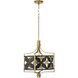 Mariposa 3 Light 19.5 inch Matte Black with Aged Brass Pendant Ceiling Light