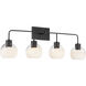 Lacy 4 Light 33 inch Matte Black Vanity Light Wall Light