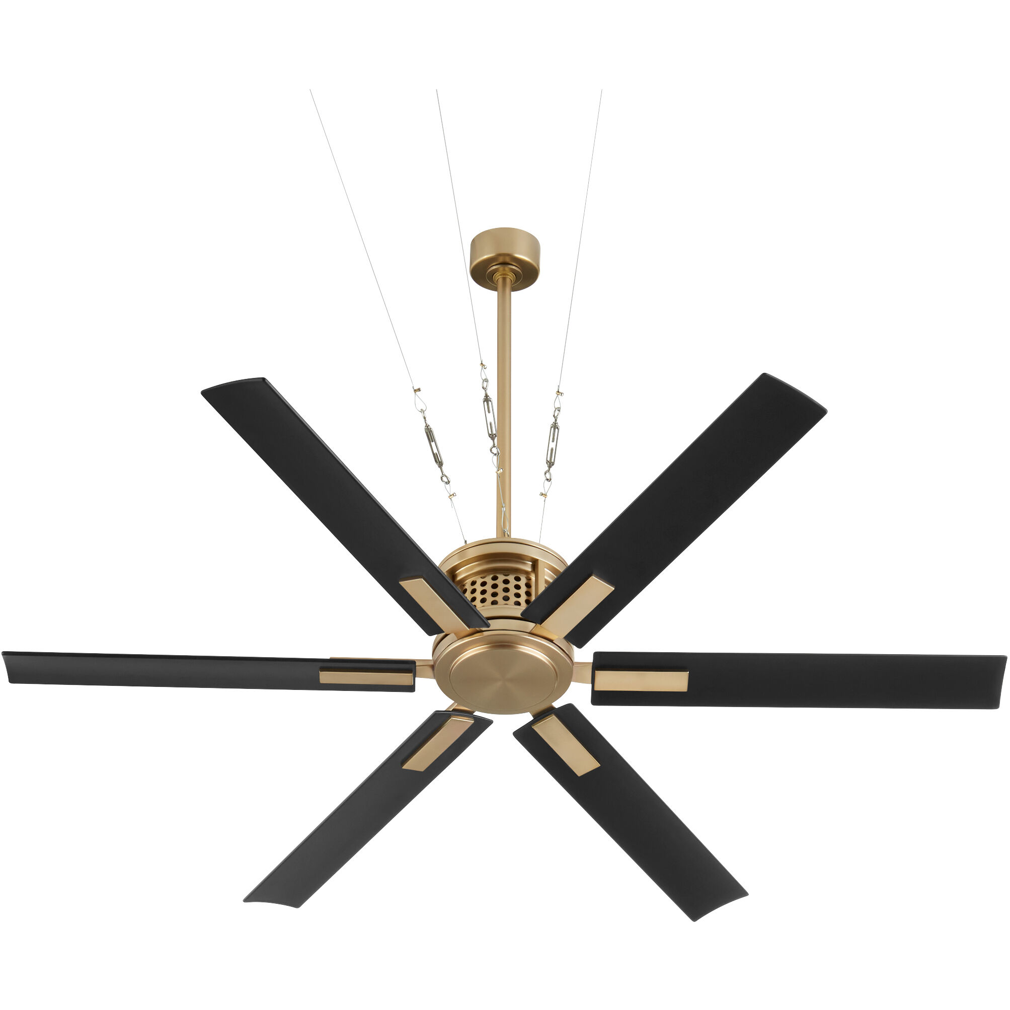 Zeus 65 inch Aged Brass with Matte Black Blades Patio Fan