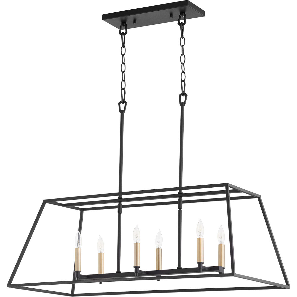 Gabriel 6 Light 35 inch Noir Linear Pendant Ceiling Light, Quorum Home