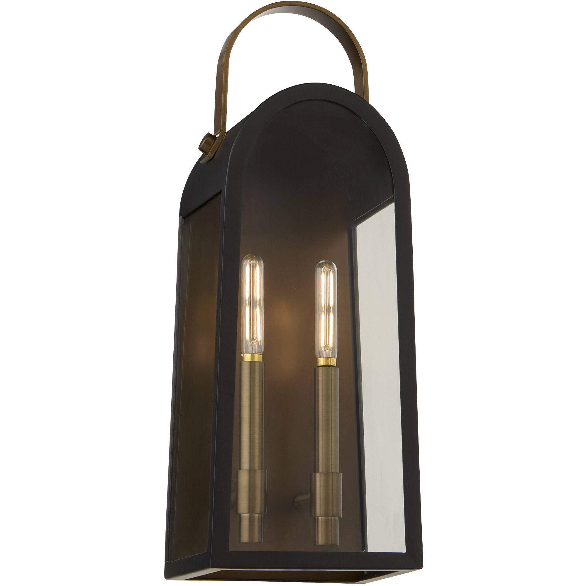 Rossi 2 Light 20 inch Matte Black with Aged Copper Outdoor Wall Lantern