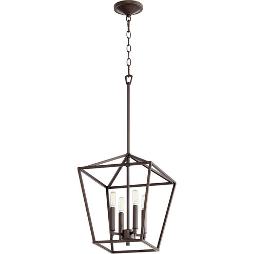 Gabriel 4 Light 12.5 inch Oiled Bronze Mini Chandelier Ceiling Light, Quorum Home