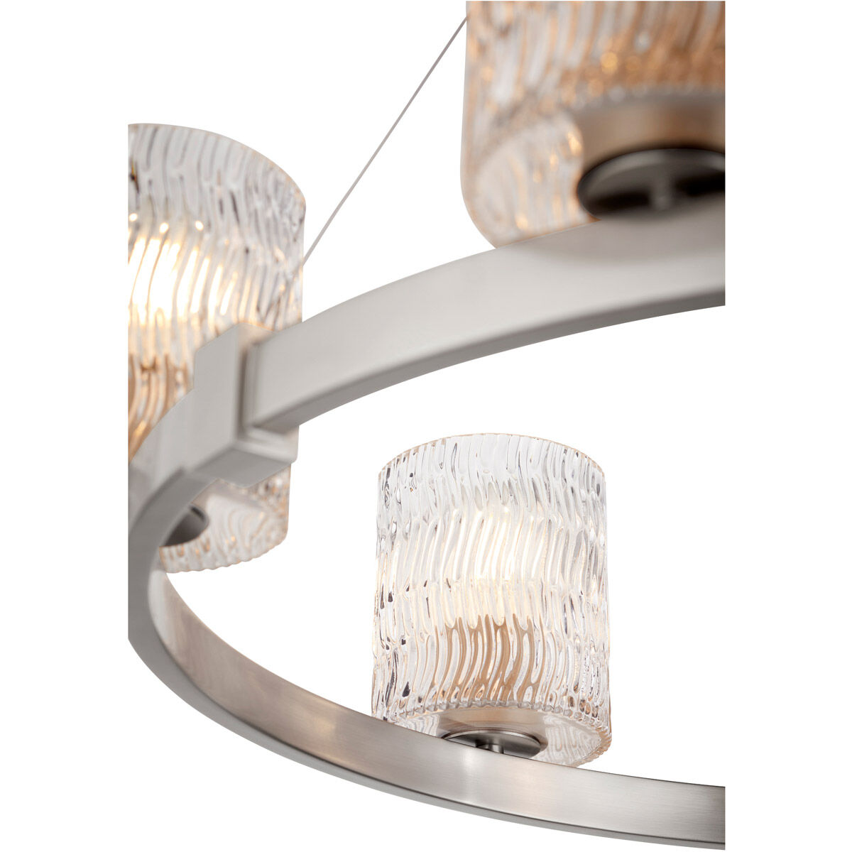 Stadium 6 Light 30 inch Satin Nickel Chandelier Ceiling Light