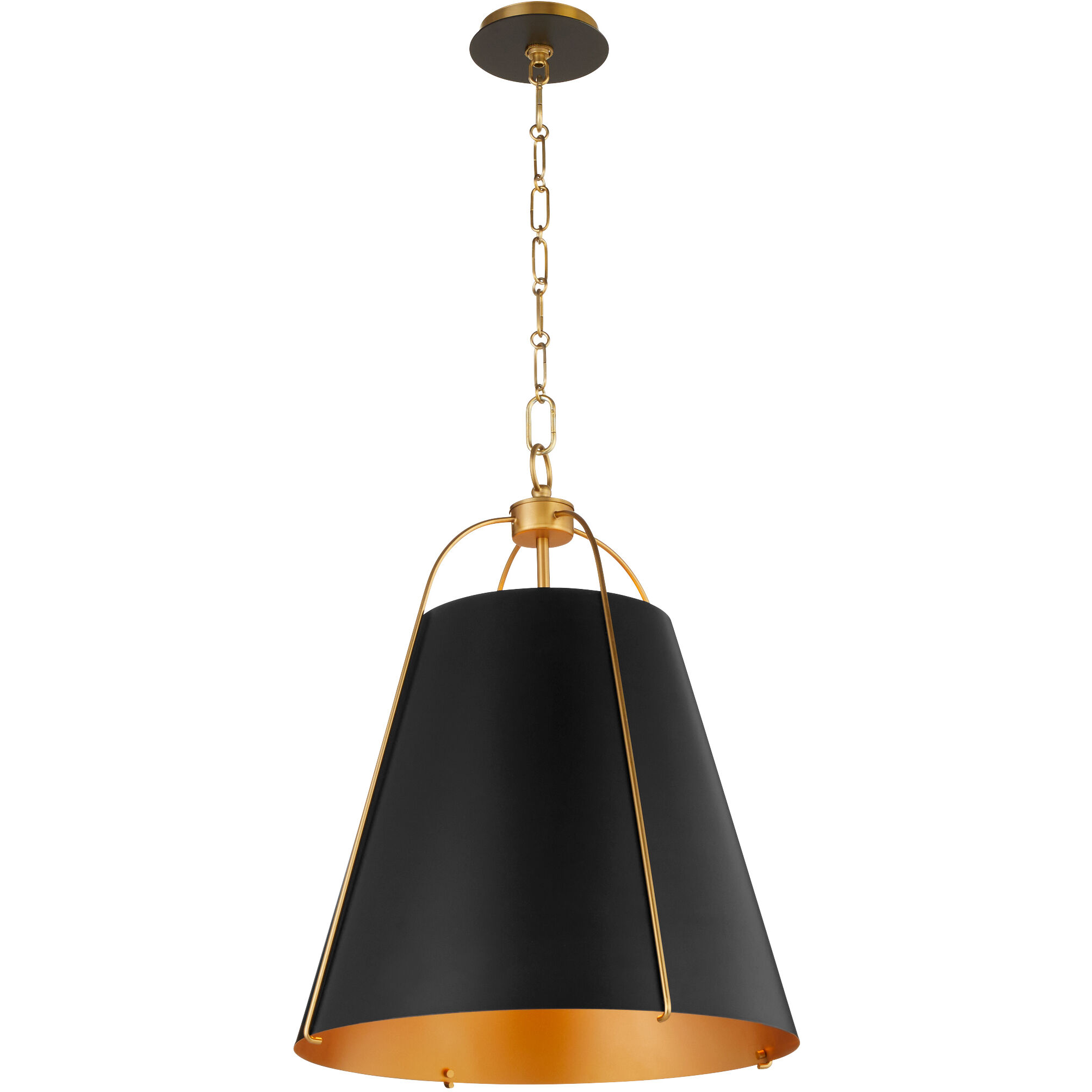 Jamie 3 Light 18 inch Matte Black and Aged Brass Pendant Ceiling Light
