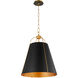 Jamie 3 Light 18 inch Matte Black and Aged Brass Pendant Ceiling Light