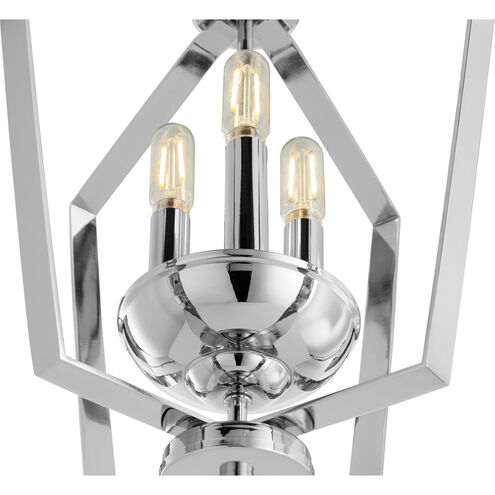 Fort Worth 3 Light 13 inch Chrome Mini Chandelier Ceiling Light, Quorum Home