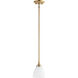 Enclave 1 Light 6 inch Aged Brass Mini Pendant Ceiling Light in Satin Opal
