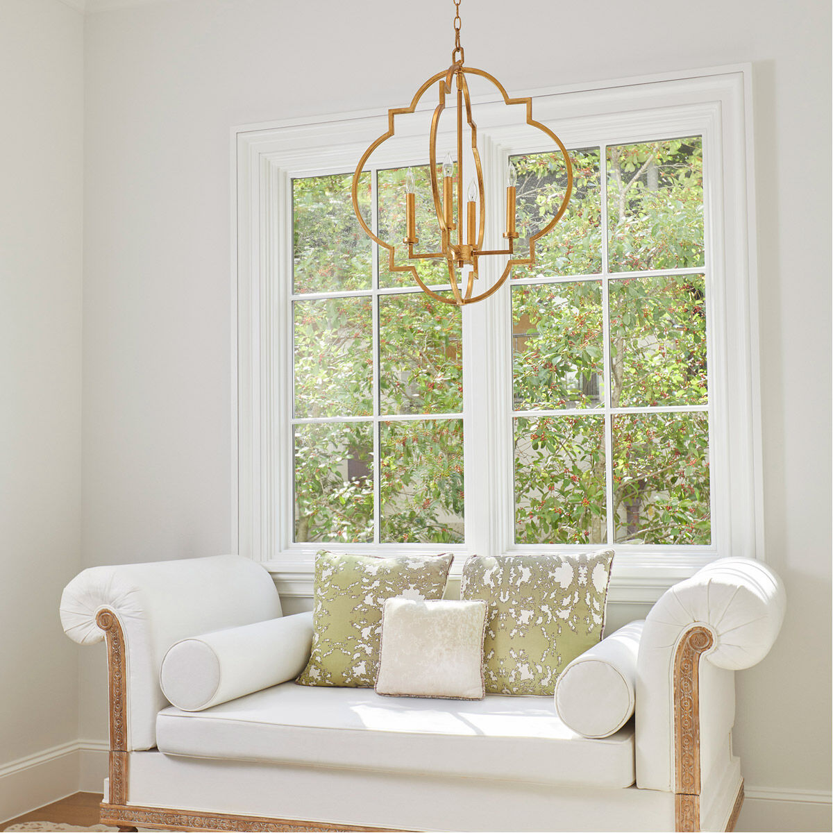 Dublin 4 Light 22 inch Gold Leaf Foyer Pendant Ceiling Light, Quorum Home