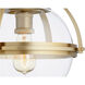 Meridian 1 Light 13 inch Aged Brass Semi Flush Mount Ceiling Light