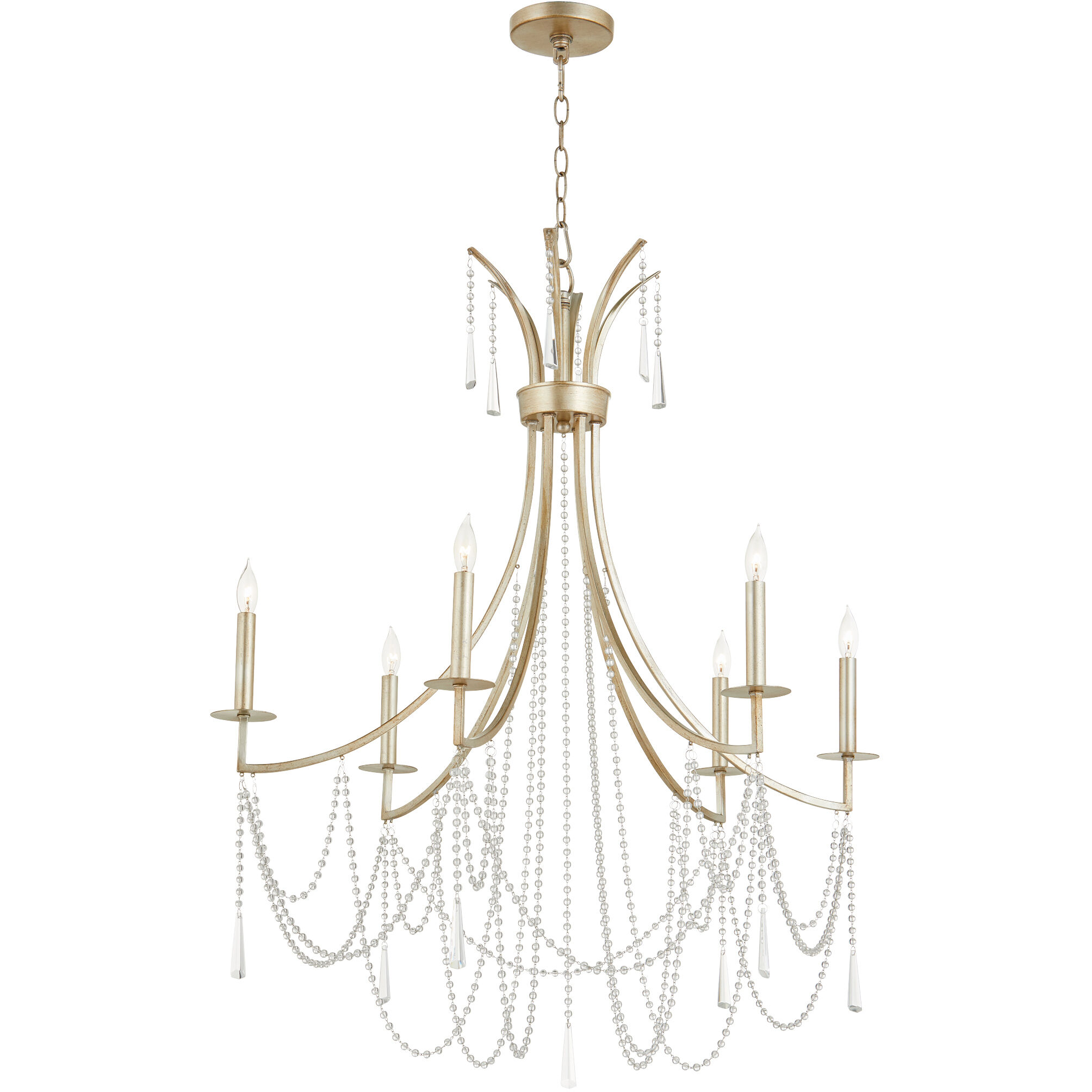 Malin 6 Light 32 inch Antique Silver Chandelier Ceiling Light
