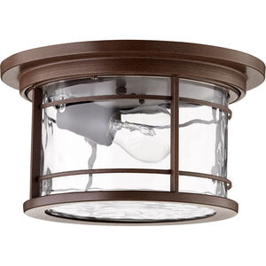 Larson 1 Light 11 inch Oiled Bronze Outdoor Ceiling Mount, Clear Hammered Glass