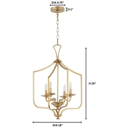 Maryse 4 Light 18 inch Aged Brass Entry Ceiling Light