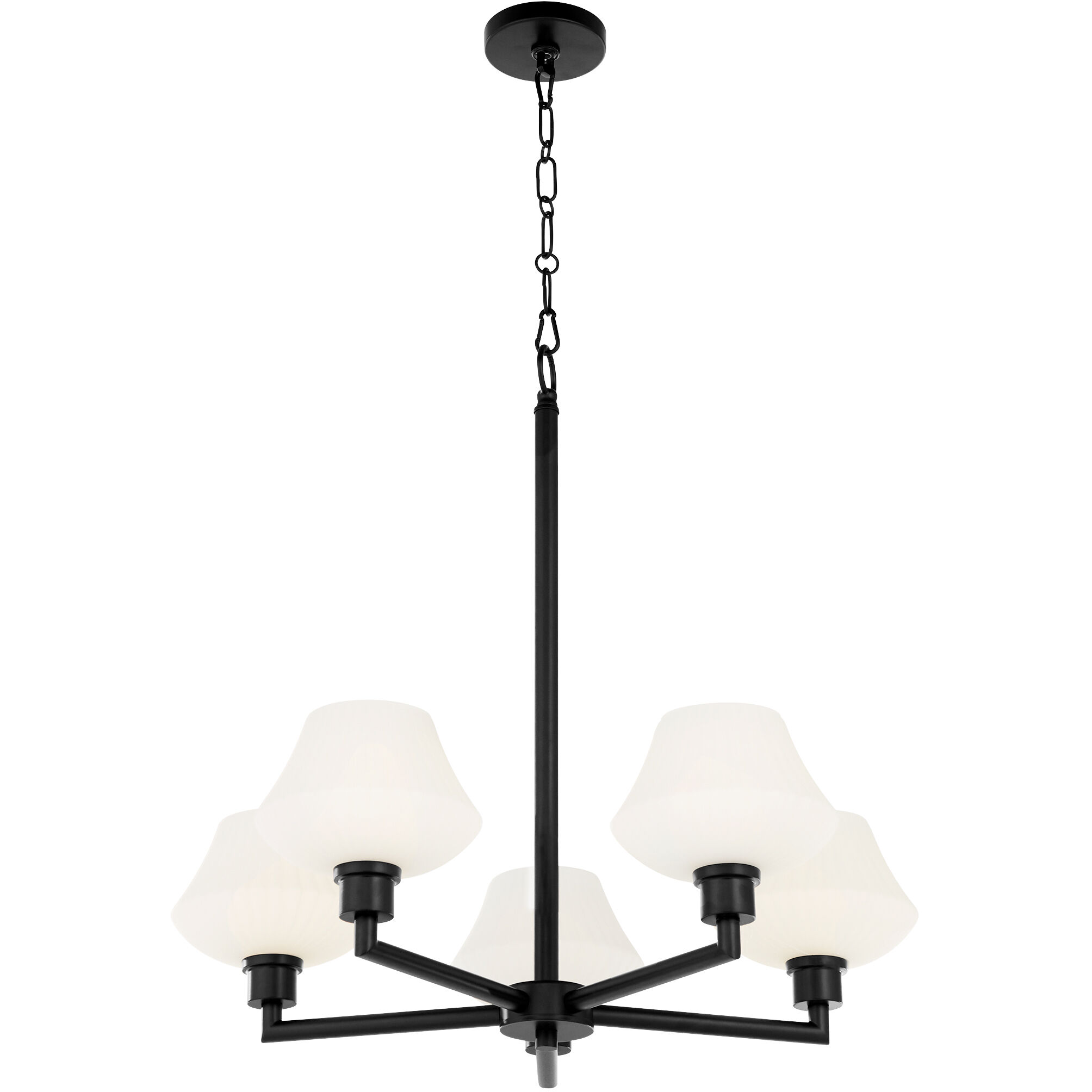 Cassini 5 Light 27.75 inch Matte Black Chandelier Ceiling Light in Aged Brass