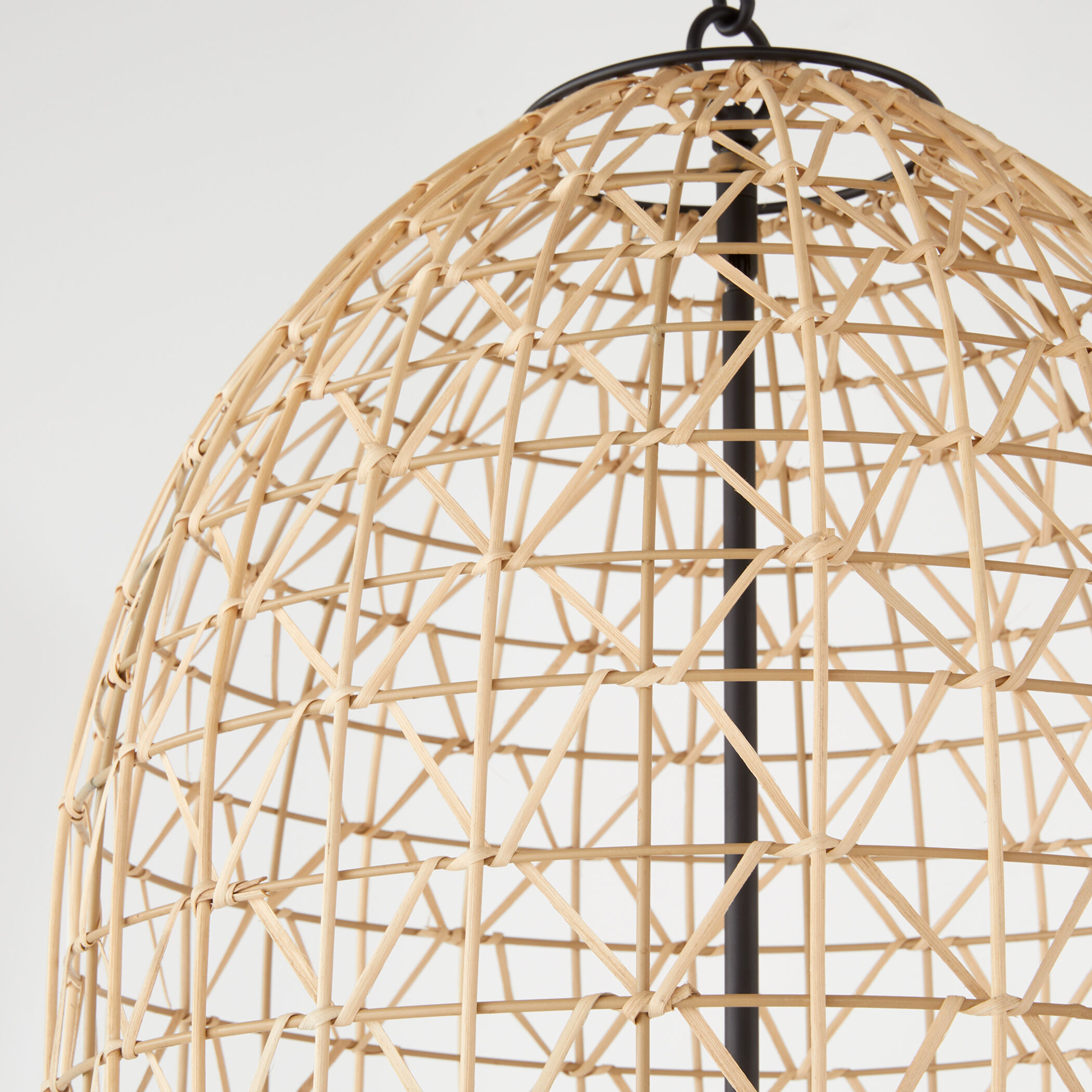 Rattan 3 Light 19 inch Matte Black Pendant Ceiling Light