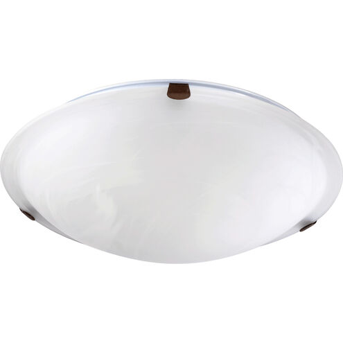 Fort Worth 3 Light 16 inch Oiled Bronze Flush Mount Ceiling Light in Faux Alabaster