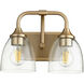 Enclave 2 Light 13 inch Aged Brass Vanity Light Wall Light in Clear Seeded