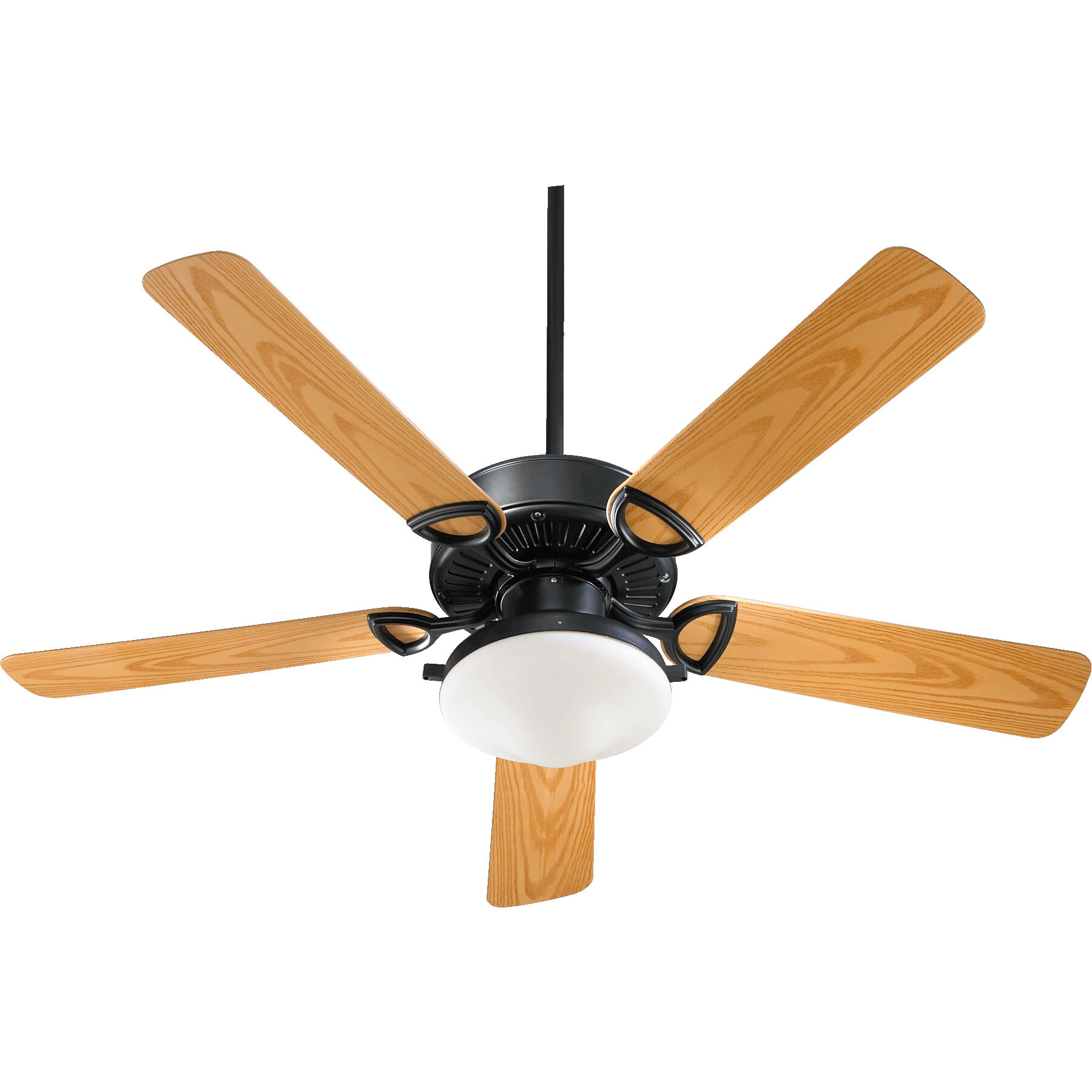 Estate Patio 52 inch Matte Black with Medium Oak Blades Outdoor Ceiling Fan
