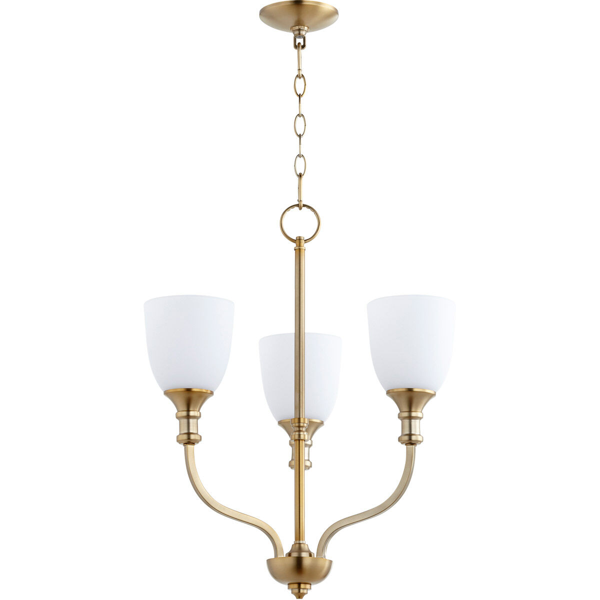 Richmond 3 Light 18 inch Aged Brass Mini Chandelier Ceiling Light