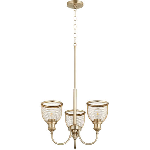 Omni 3 Light 19 inch Aged Brass Mini Chandelier Ceiling Light, Convertible