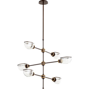 Menlo 6 Light 35 inch Aged Brass and Oiled Bronze Chandelier Ceiling Light