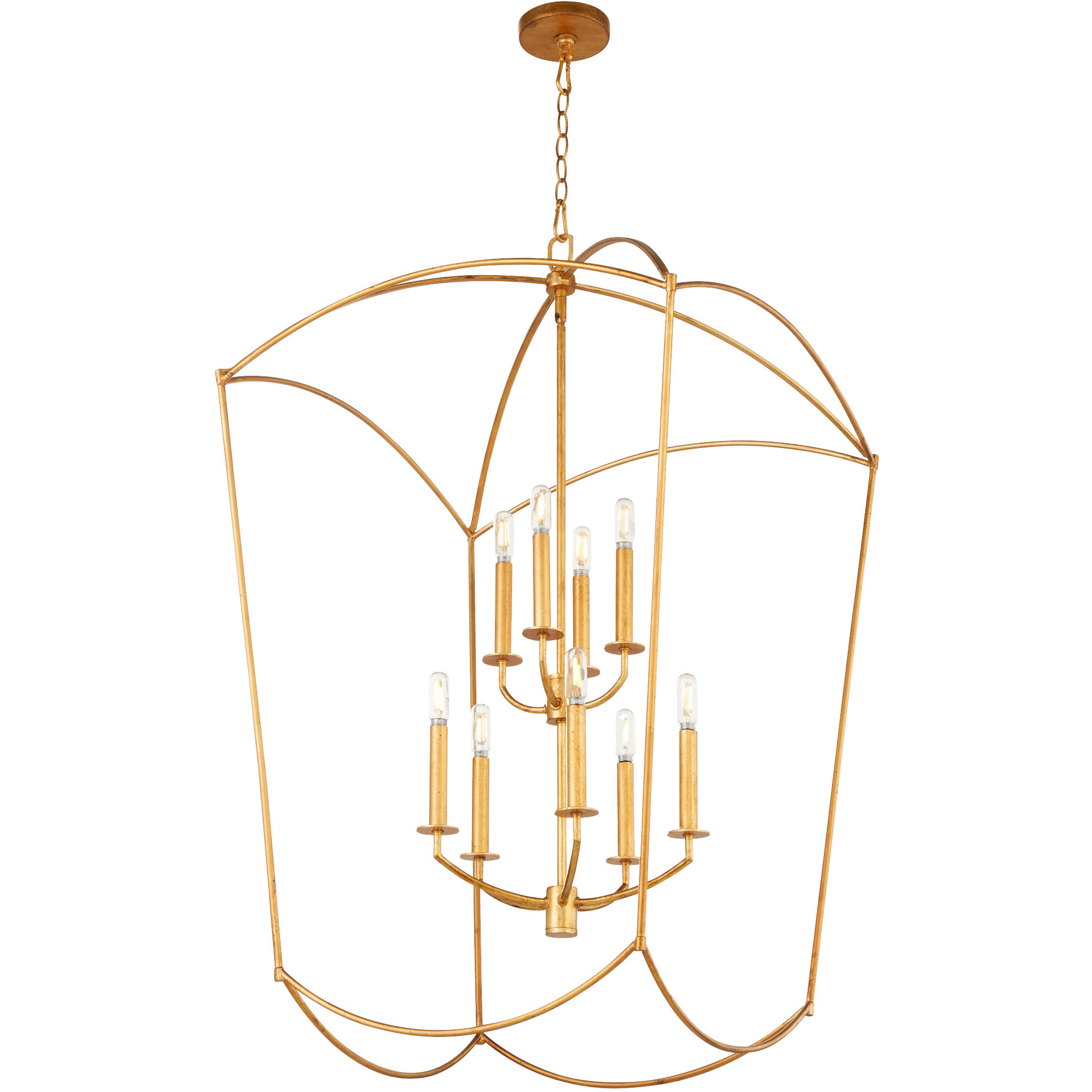 Mantle 9 Light 24.25 inch Gold Leaf Entry Ceiling Light