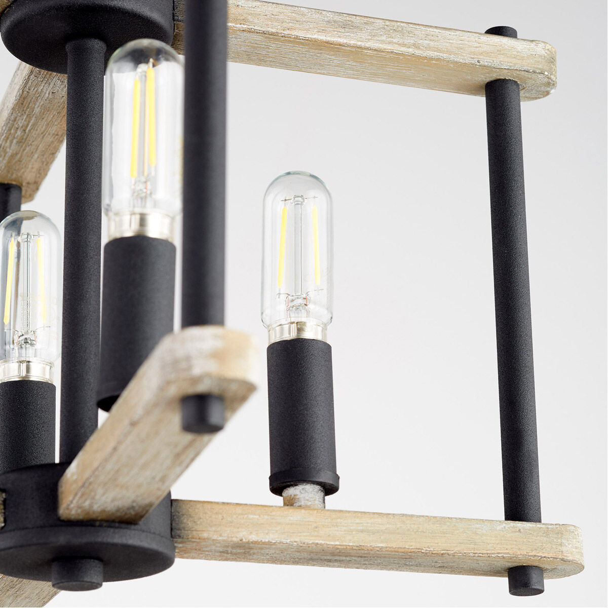Silva 4 Light 14 inch Noir with Weathered Oak Dual Mount Ceiling Light, Pendant/Semi-Flush Convertible