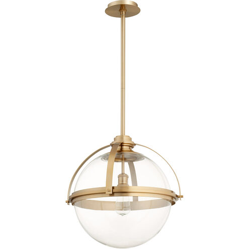 Meridian 1 Light 20 inch Aged Brass Pendant Ceiling Light