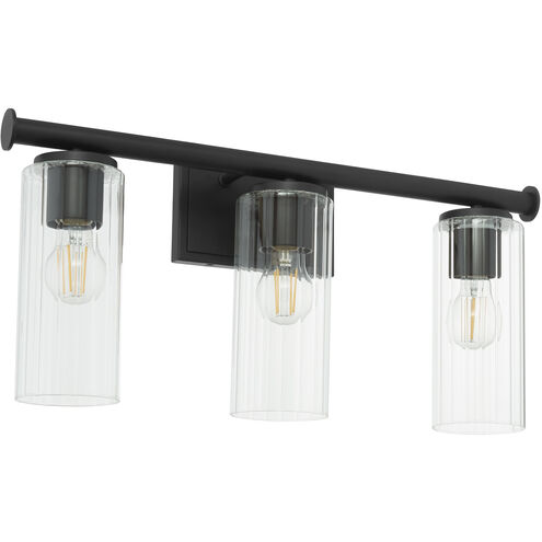 Mercier 3 Light 23.25 inch Matte Black Vanity Light Wall Light