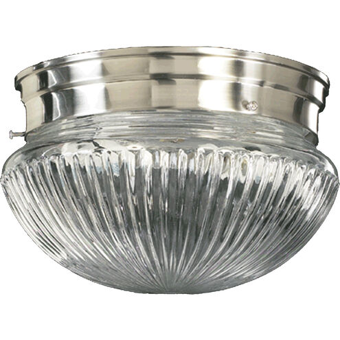 Ribbed Mushroom 2 Light 10 inch Satin Nickel Flush Mount Ceiling Light