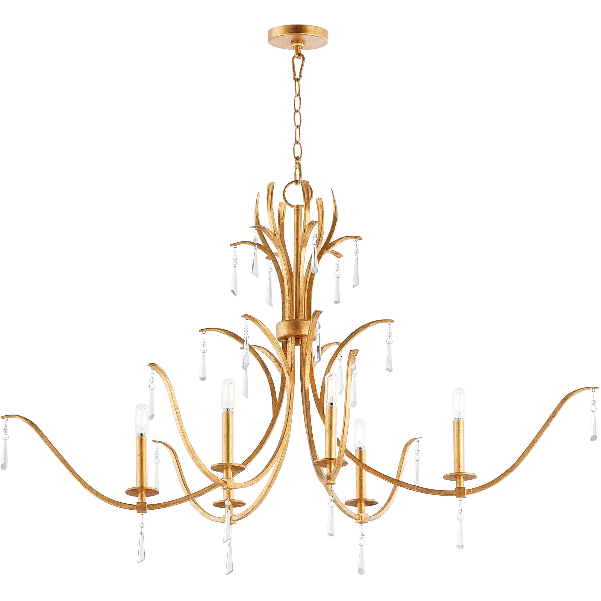 Majesty 6 Light 22.5 inch Gold Leaf Chandelier Ceiling Light