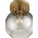 Clarion 1 Light 8 inch Noir and Aged Brass Semi-Flush Mount Ceiling Light