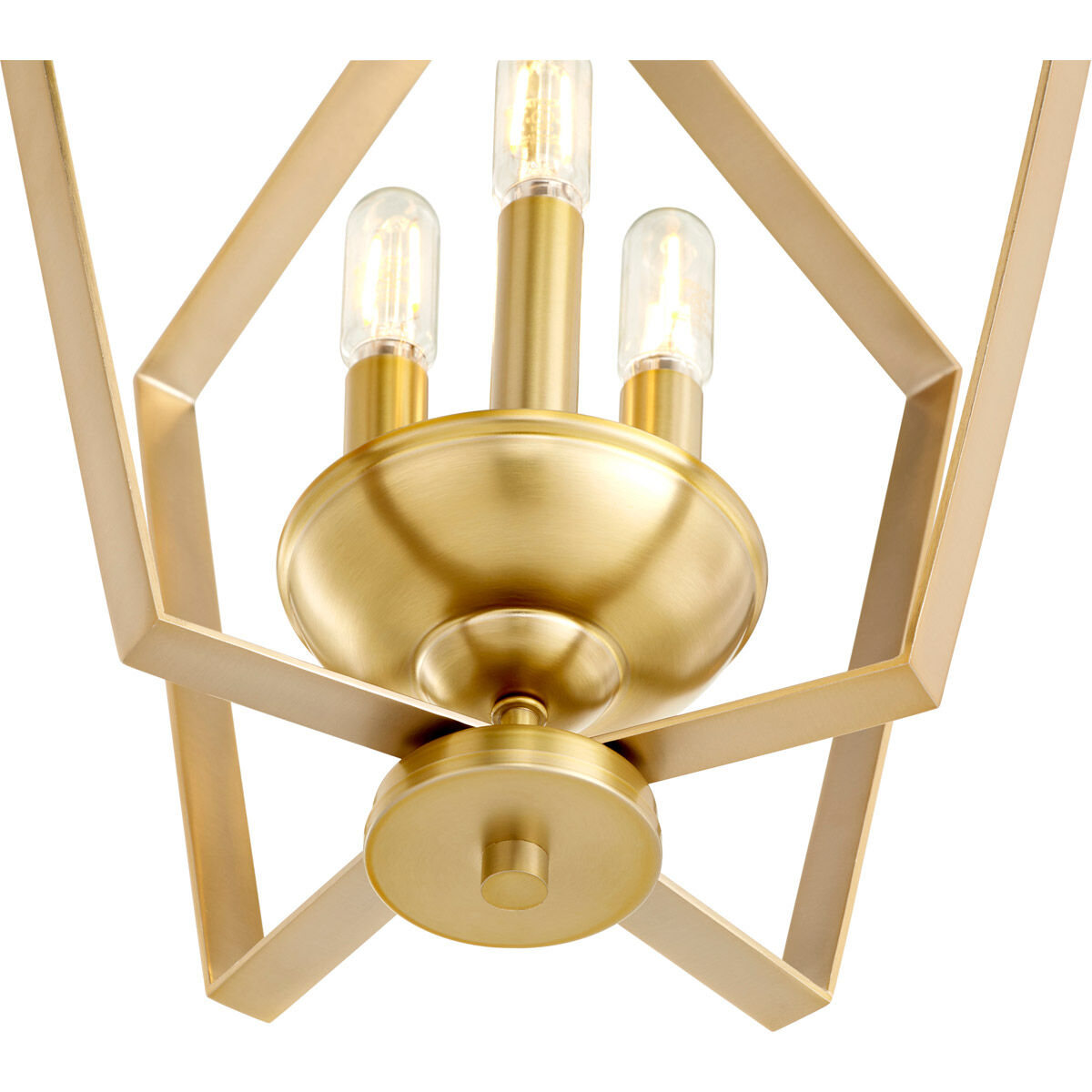 Fort Worth 3 Light 13 inch Aged Brass Mini Chandelier Ceiling Light, Quorum Home