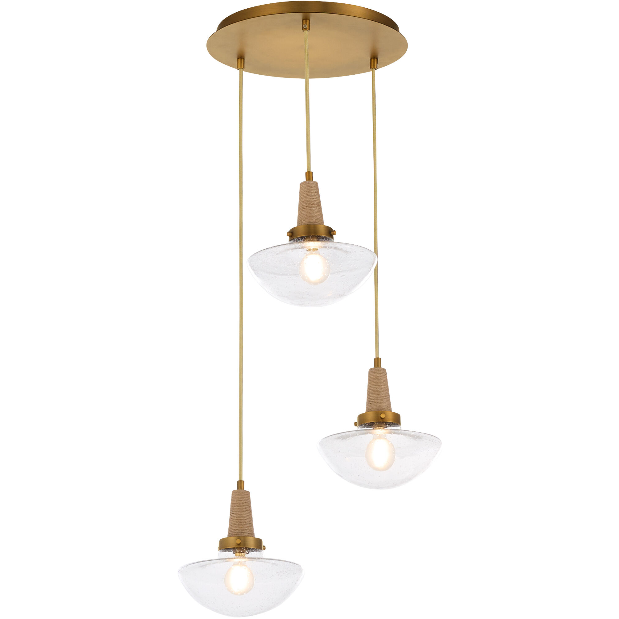 Stockport 3 Light 18 inch Brushed Brass Pendant Ceiling Light